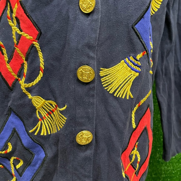 Ms. Chaus knit vintage blue cardigan with gold buttons size large - Picture 2 of 9